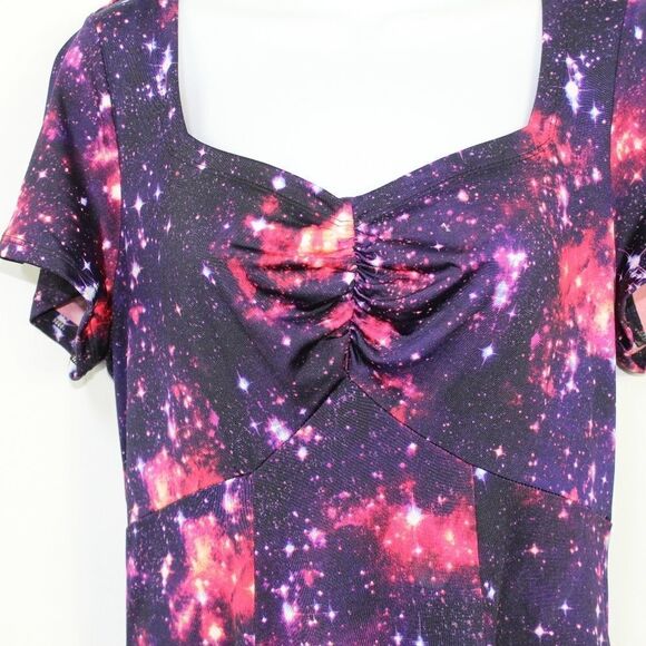 Hot Topic NWT glow in the dark fit & flare galaxy universe dress size medium - Picture 8 of 14
